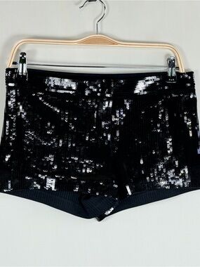 Express Black Sequin Shorts Low Rise Mini Party Club Y2K Sparkle Size 2